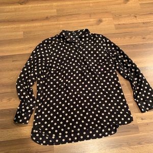 Silk polkadot Henley blouse by Ann Taylor size XL